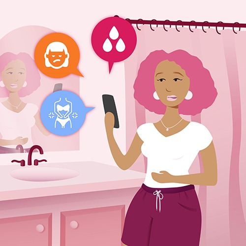 Sasha logging her symptoms on the Oohvie app