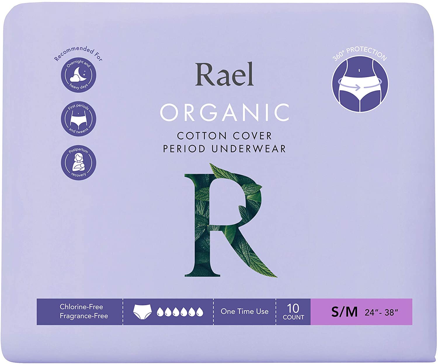  Rael Pads for Women, Organic Cotton Cover - Period
