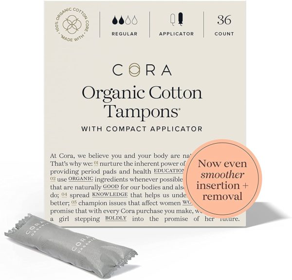 Regular Cora organic cotton tampons 36 count