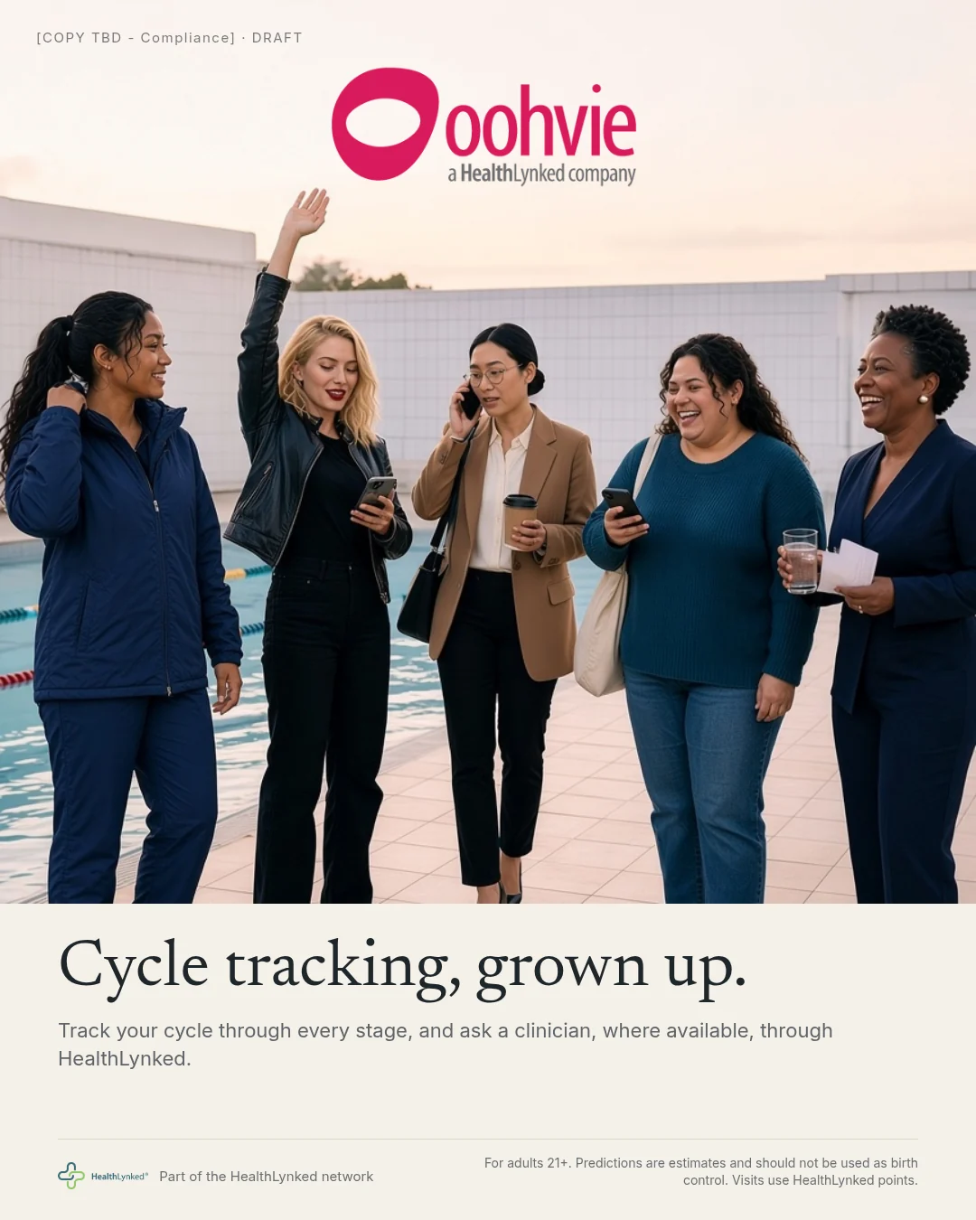Oohvie campaign ad featuring the full cast of characters
